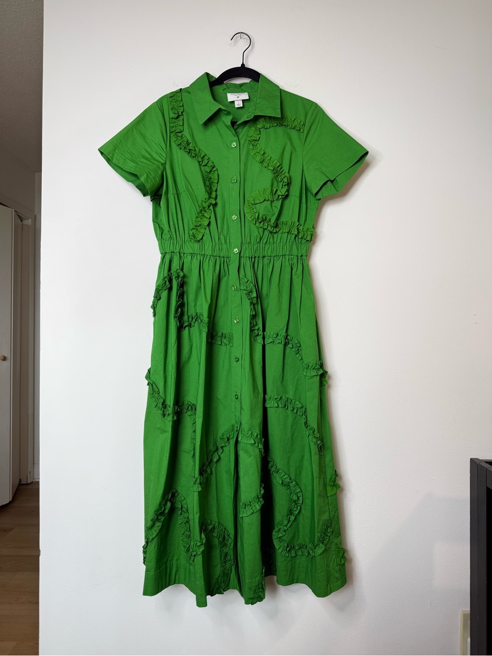 Kate Spade x Target Midi Green Ruffle Shirt Dress - Picture 3 of 7